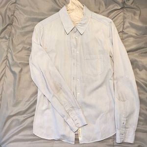 H&M blue cotton button down with elbow patches
